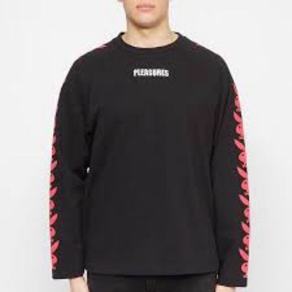 PLEASURES Sweatshirt PLAYBOY Bunny Long Sleeve Black Red Size M - Picture 1 of 13